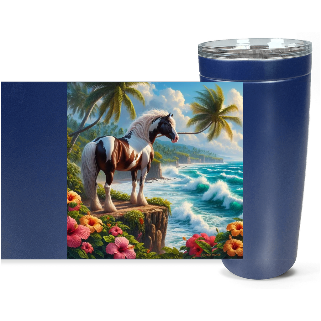 Cowgirl Roots™ Tropical Red and White Paint Horse Tumbler 20oz Stainless Steel Insulated Hot and Cold Travel Mugs