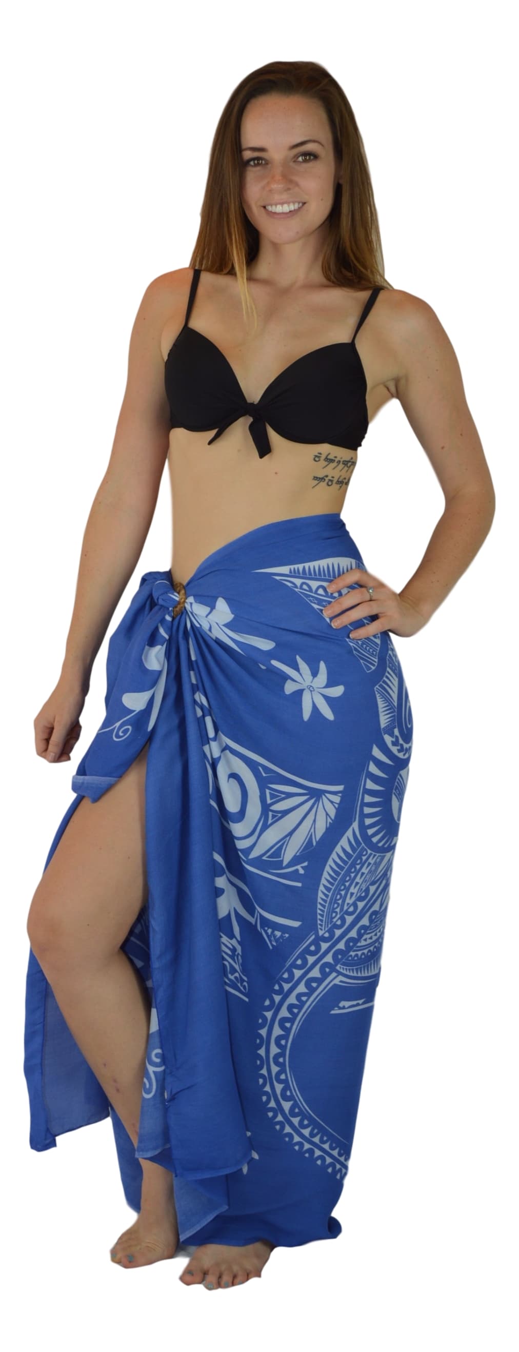 Hawaiian Manta Tahitian Blue Beach Wrap Sarong /Pareo