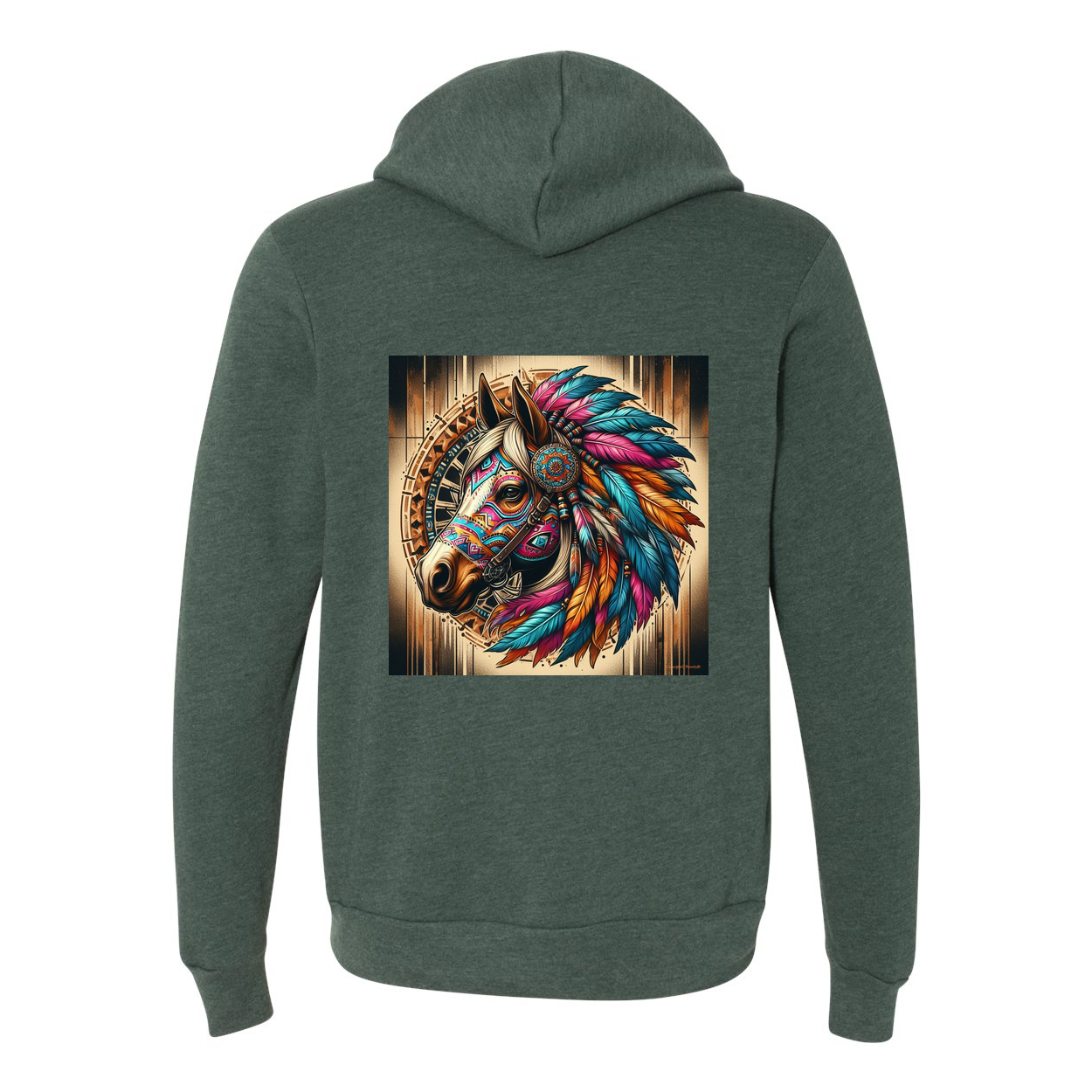 Tribal Horse Chief Zip-Up Front Pocket Hooded Sweatshirts