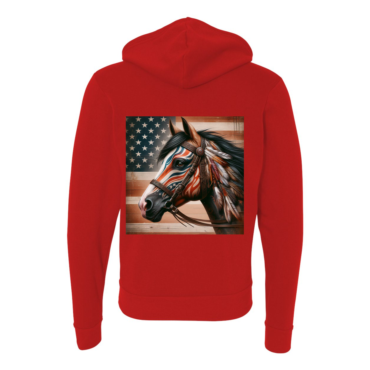 Freedom Horse American Flag Zip-Up Front Pocket Sweatshirts