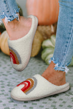Load image into Gallery viewer, Bright White Rainbow Plush Winter Home Slippers
