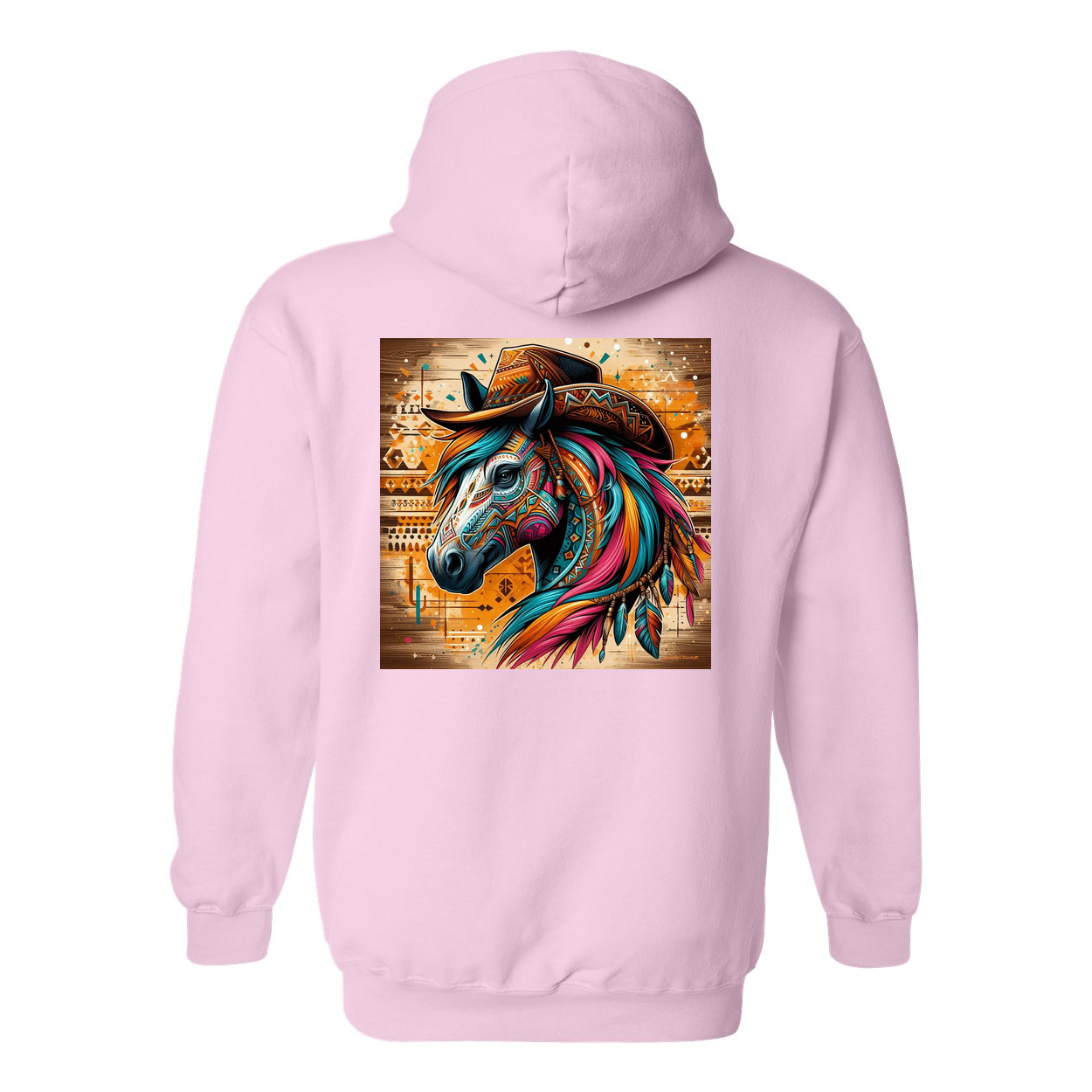 Tribal Horse Cowboy Gus Design On Back Front Pocket Hoodies