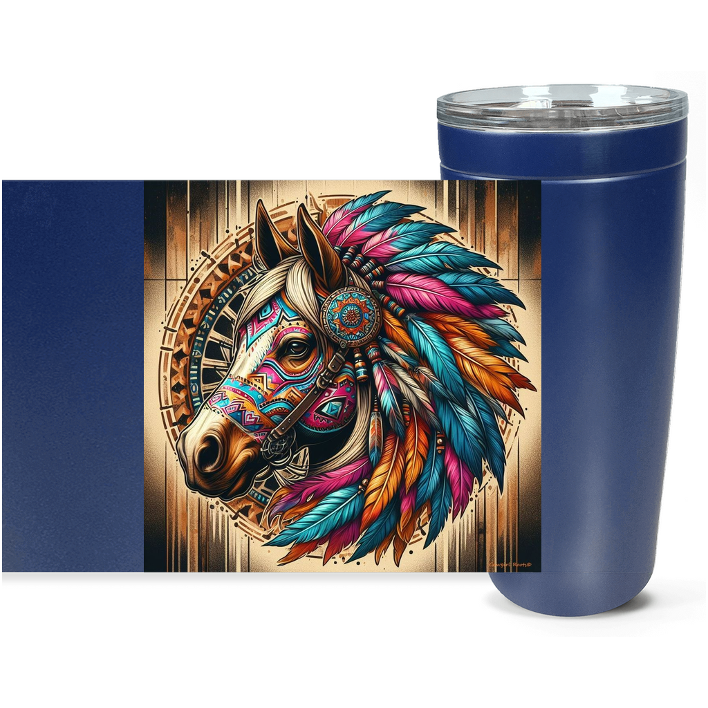 Cowgirl Roots™ Tribal Horse Chief Tumbler 20oz Rodeo Barrel Racer Stainless Steel Insulated Hot and Cold Travel Tumbler Mugs