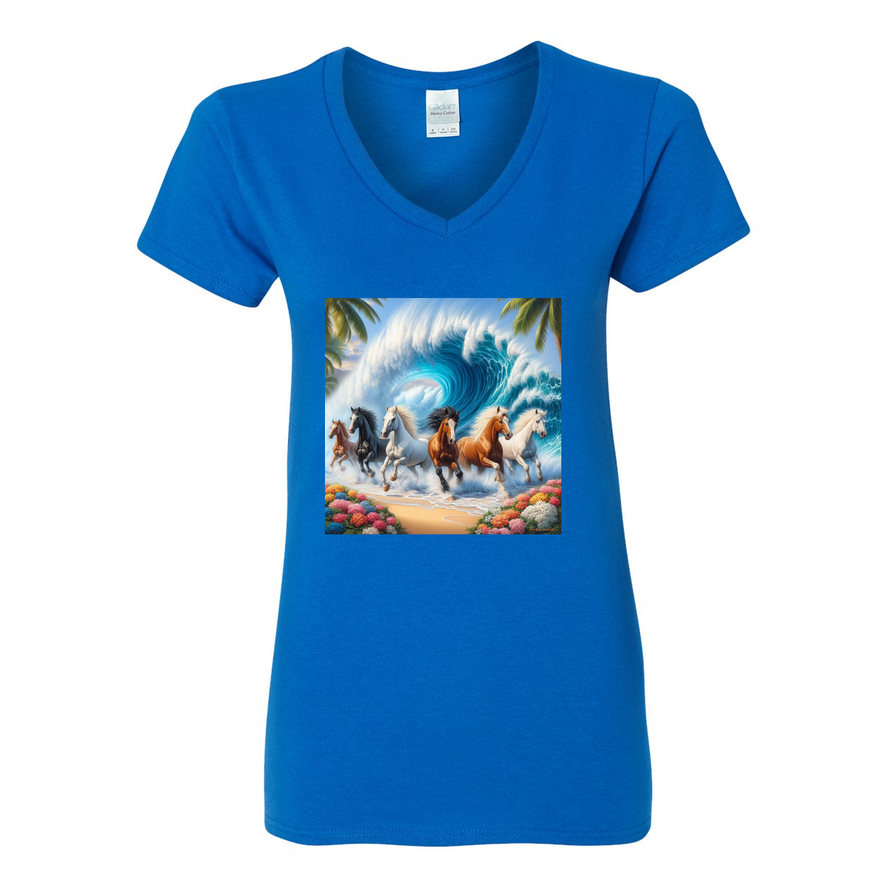 Ocean Herd of Horses V Neck T Shirts