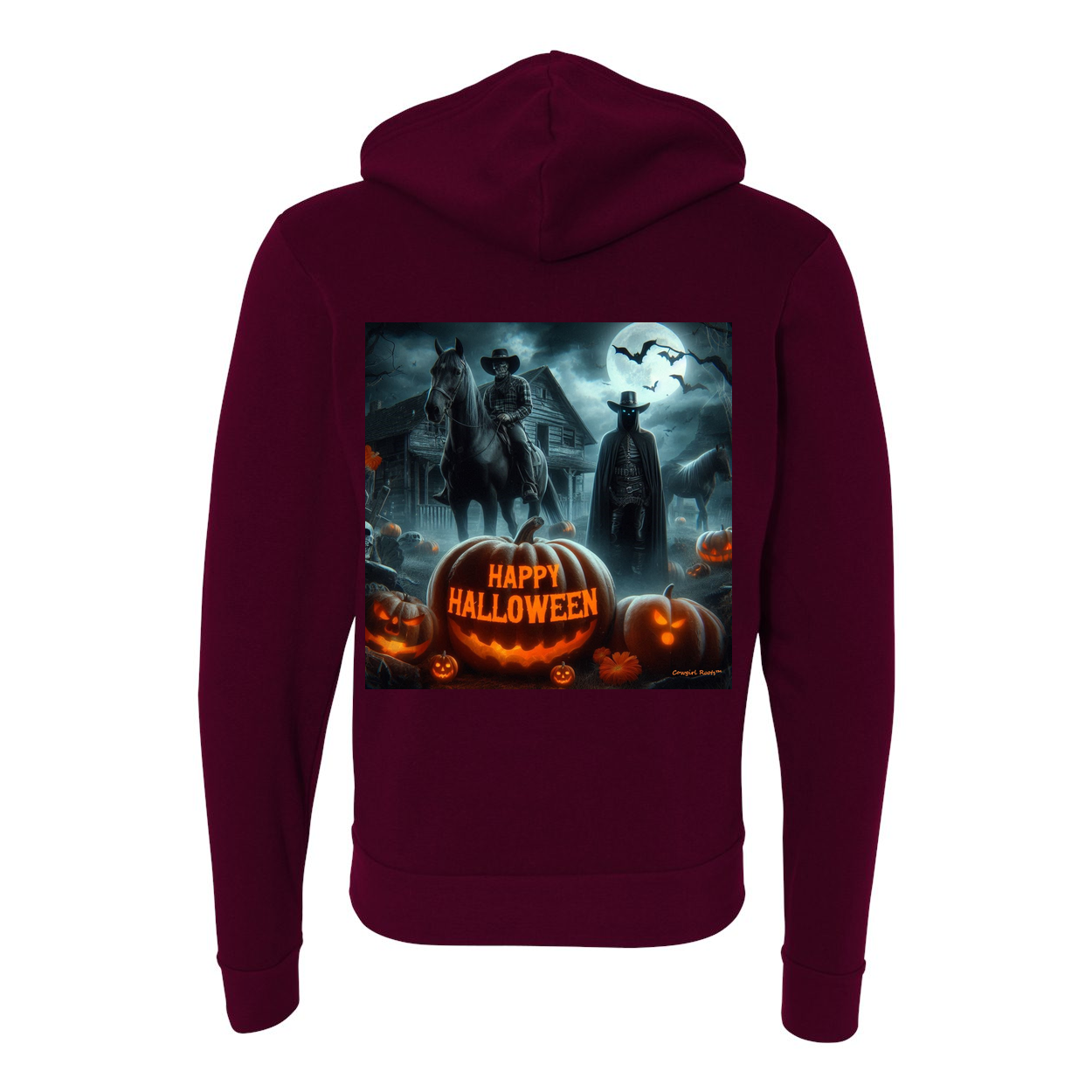 Happy Western Hallows Eve Hooded Zip Up Sweatshirt