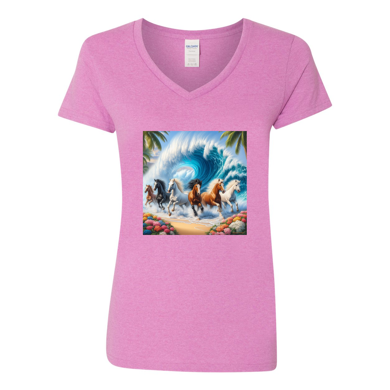 Ocean Herd of Horses V Neck T Shirts