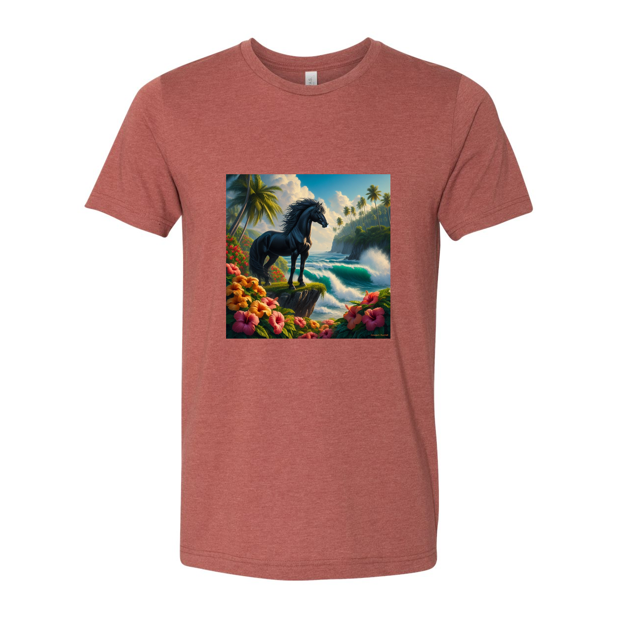 Tropical Black Island Stallion Horse T Shirts