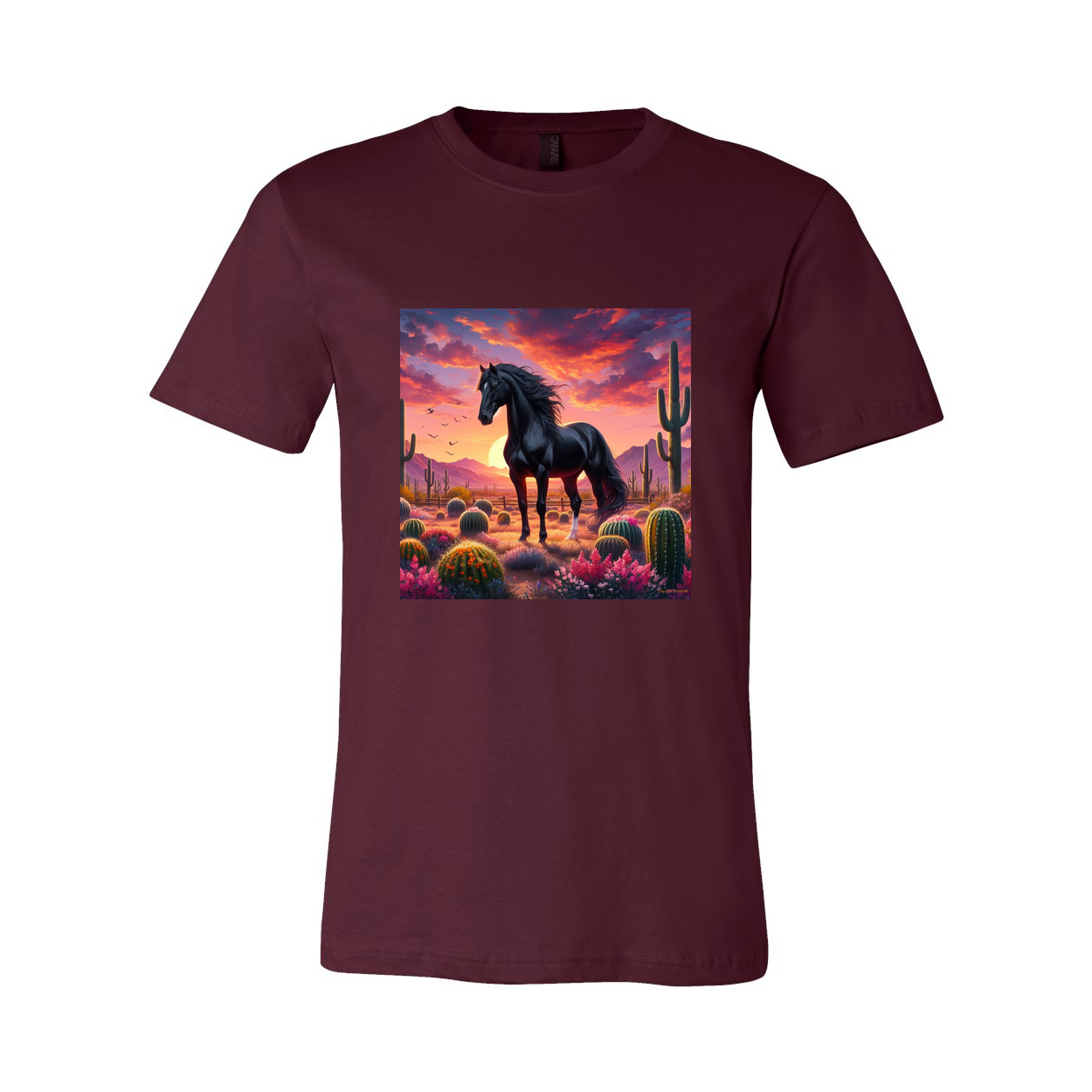 Black Stallion Desert Sunset Design T Shirts