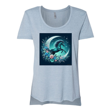 Load image into Gallery viewer, Moon Flowers Turquoise Horse Scoop Neck T Shirts
