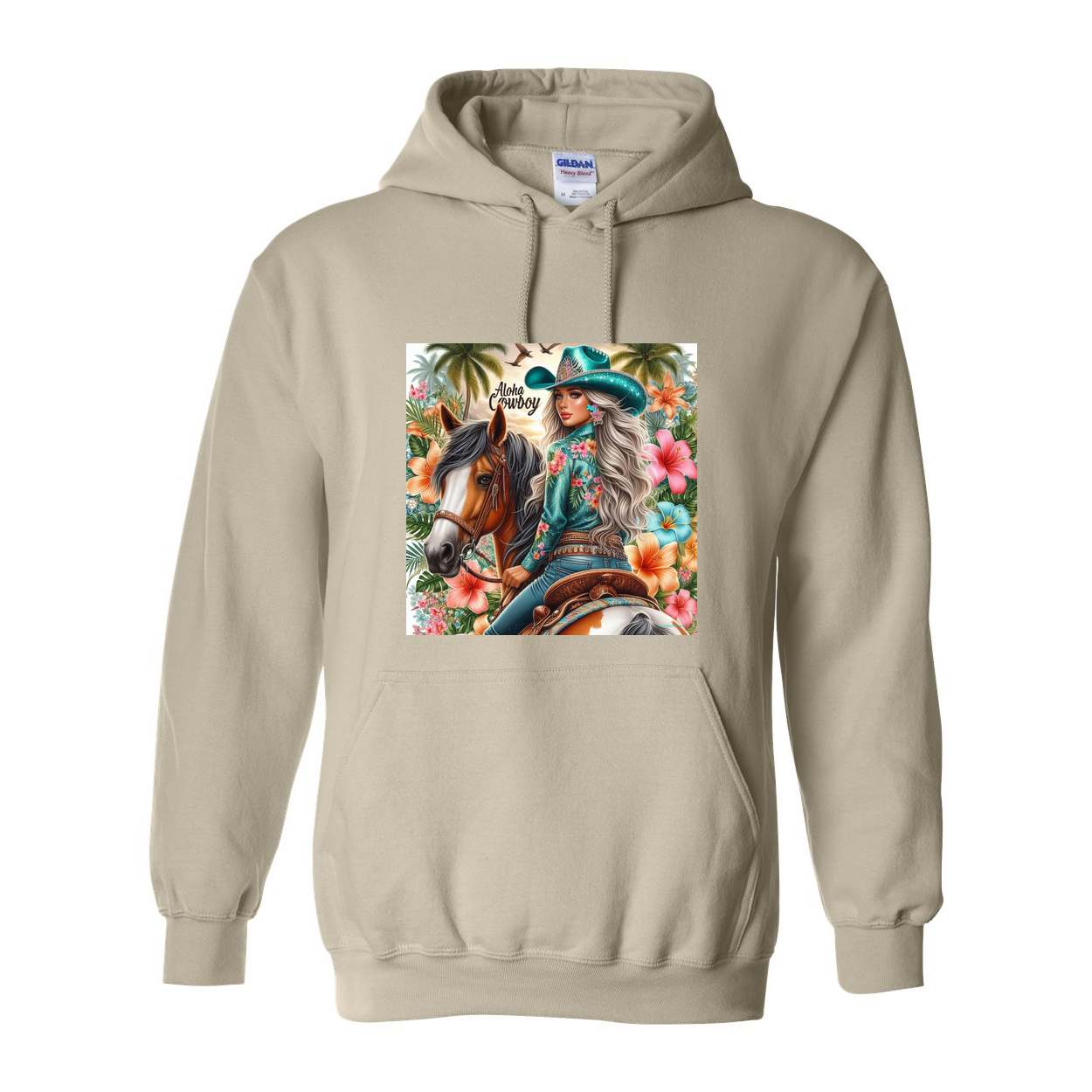 Aloha Cowboy Island Girl Pull Over Front Pocket Hoodies