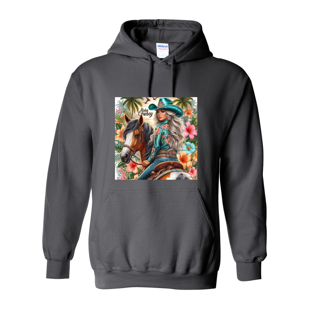 Aloha Cowboy Island Girl Pull Over Front Pocket Hoodies