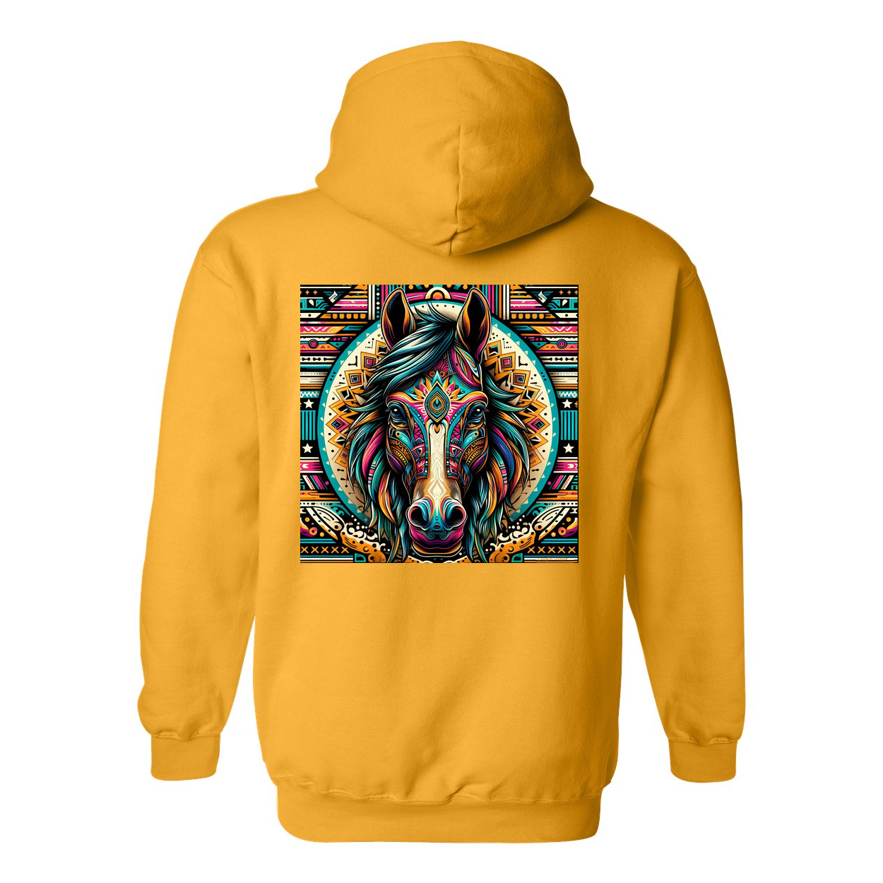 Tribal Horse Dusty Design on Back Front Pocket Hoodies