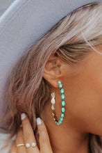 Load image into Gallery viewer, Turquoise Gem Inlay Retro C-shape Earrings 3 Colors Stone to Chose From
