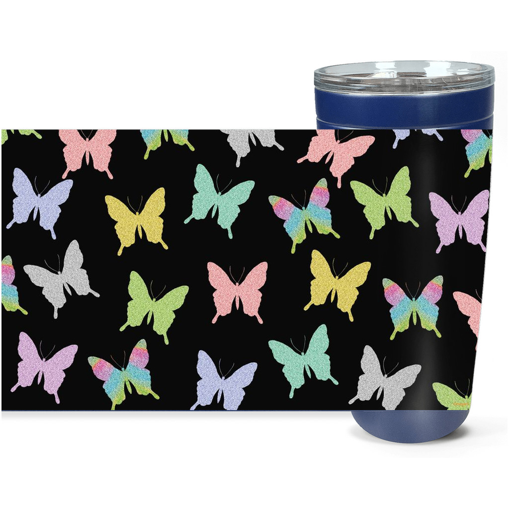 Cowgirl Roots™ Glitter Butterflies Tumbler 20oz Stainless Steel Insulated Hot and Cold Travel Mugs