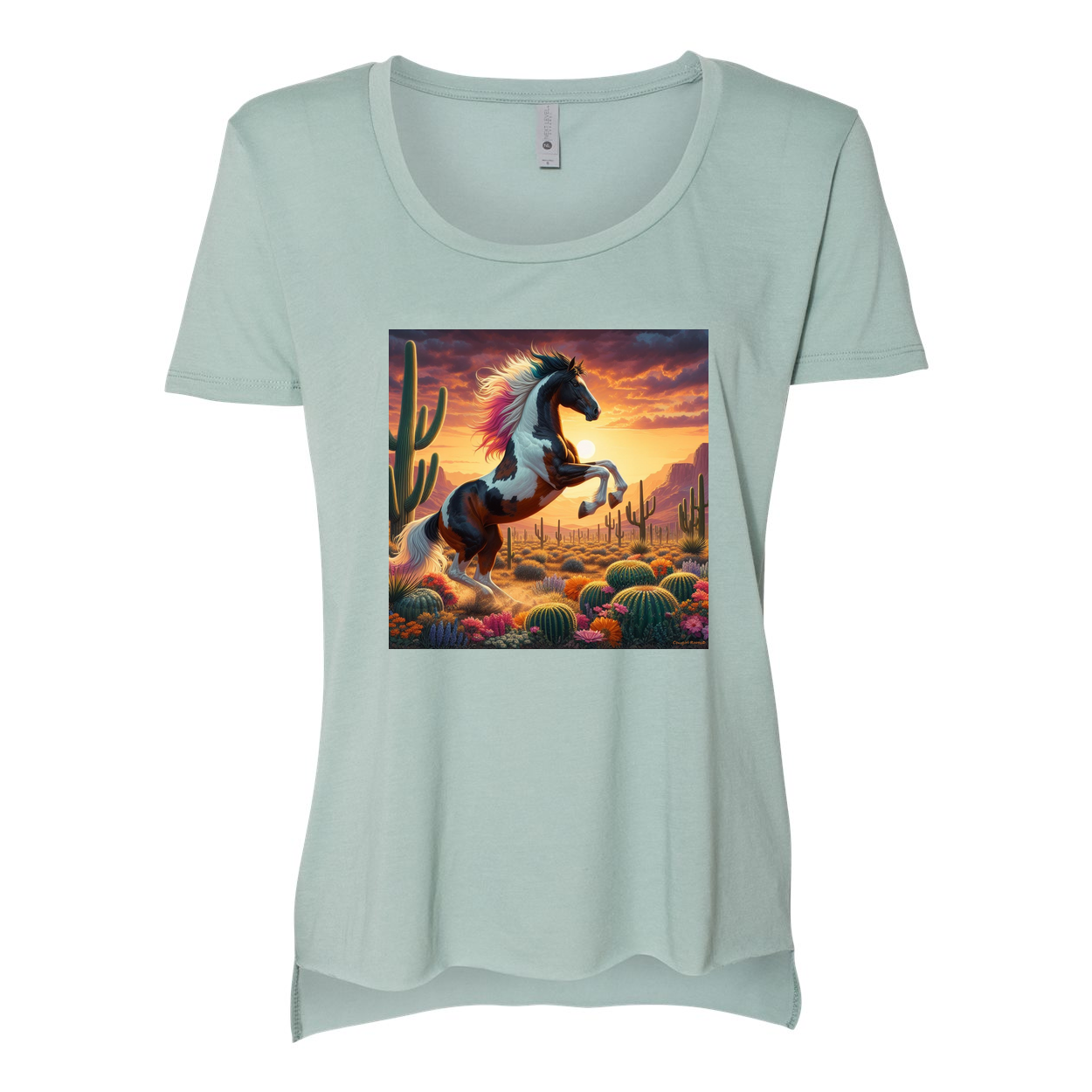 Painted Desert Horse Scoop Neck T Shirts