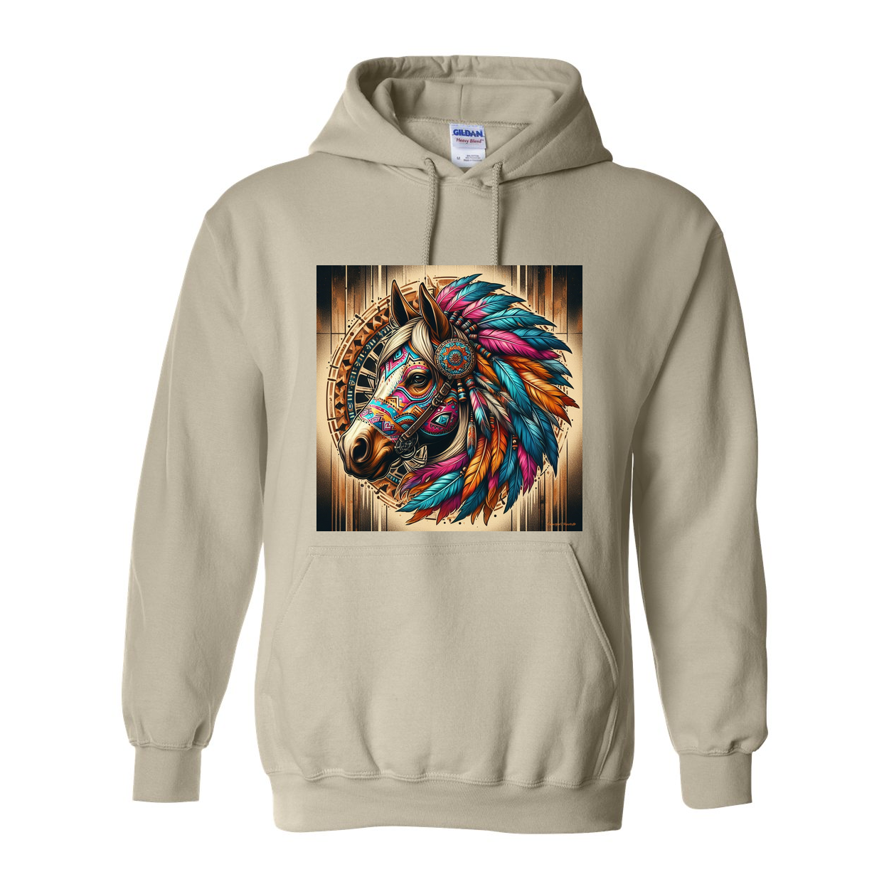 Tribal Horse Chief Pull Over Front Pocket Hoodies