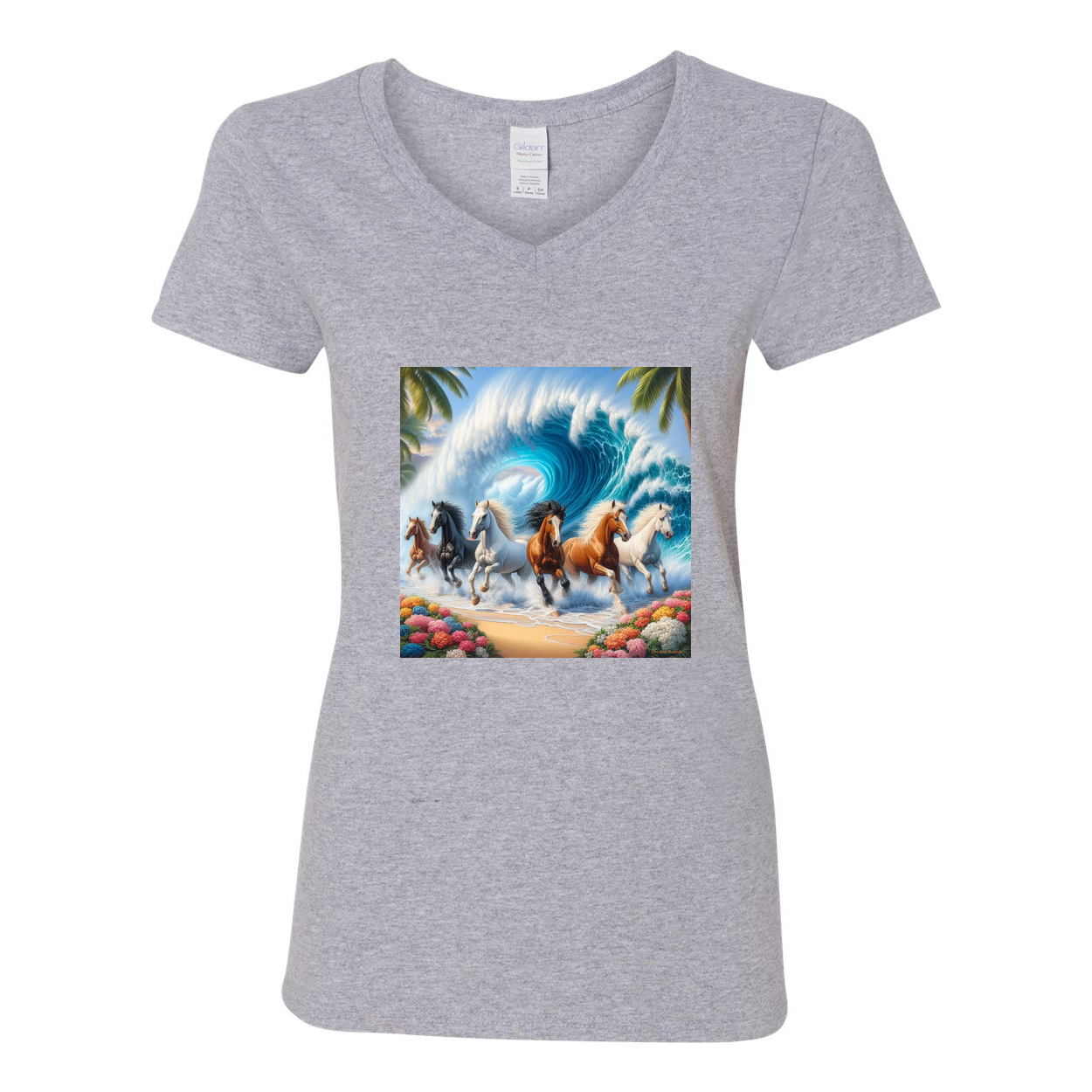 Ocean Herd of Horses V Neck T Shirts