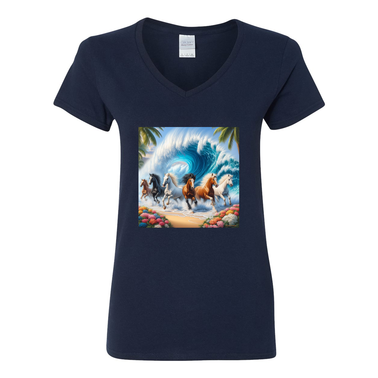 Ocean Herd of Horses V Neck T Shirts