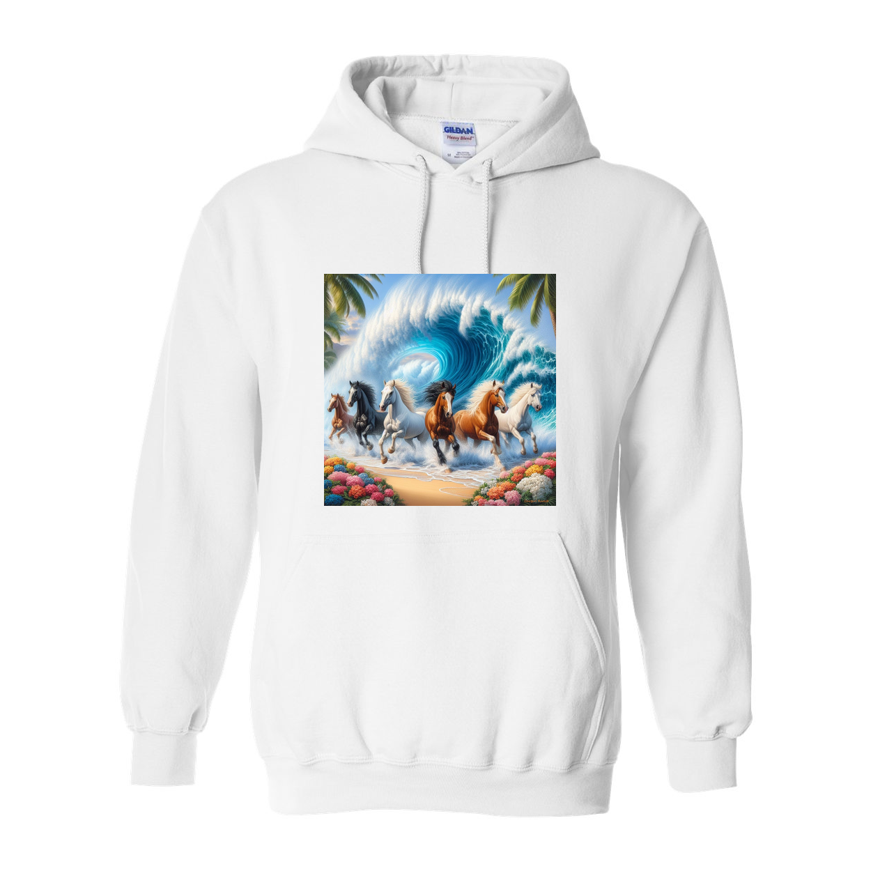 Ocean Herd of Horses Pull Over Front Pocket Hoodies