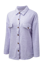 Load image into Gallery viewer, Purple Plush Button Down Pocketed Shirt Jacket
