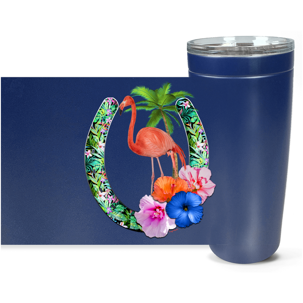 Cowgirl Roots™ Tropical Flamingo Horseshoes Tumbler 20oz Stainless Steel Insulated Hot and Cold Travel Mugs