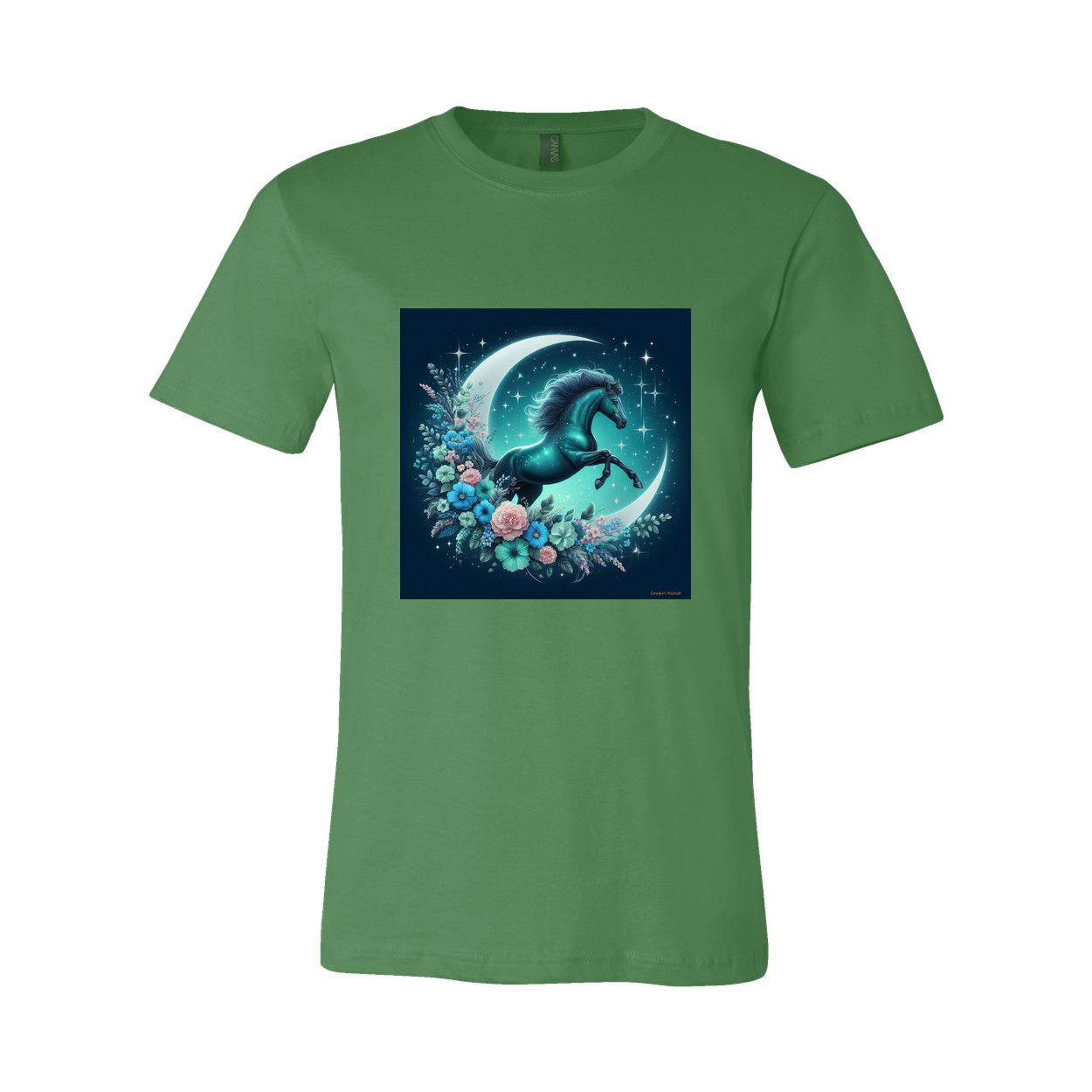 Moon Flowers Turquoise Horse T Shirts