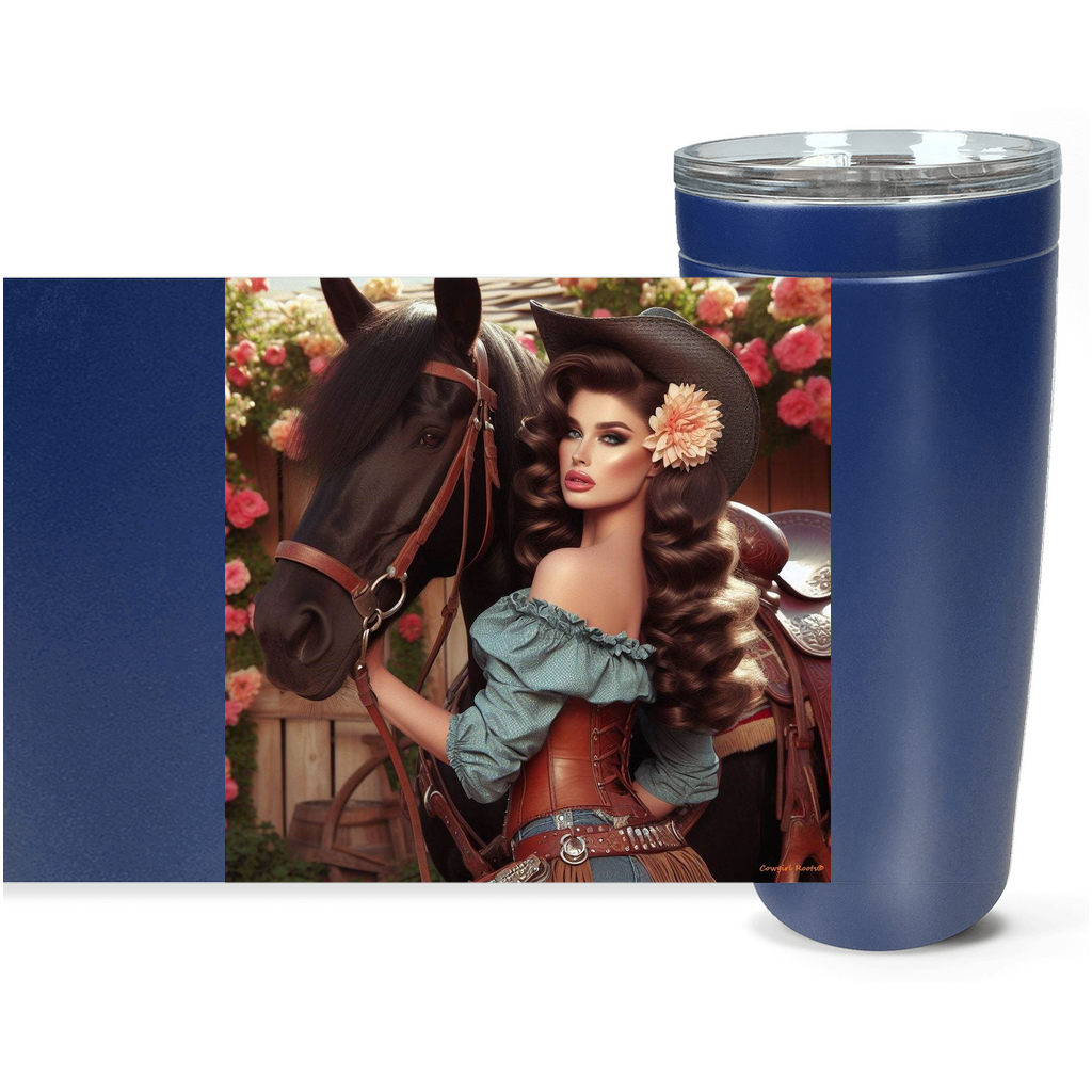 Cowgirl Roots™ Hillary Pin Up Cowgirl Tumbler 20oz Stainless Steel Insulated Hot and Cold Travel Mugs