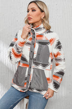 Load image into Gallery viewer, Multicolour Aztec Fleece Patchwork Snap Button Jacket
