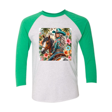 Load image into Gallery viewer, Aloha Cowboy Island Cowgirl 3 4 Sleeve Raglan T Shirts
