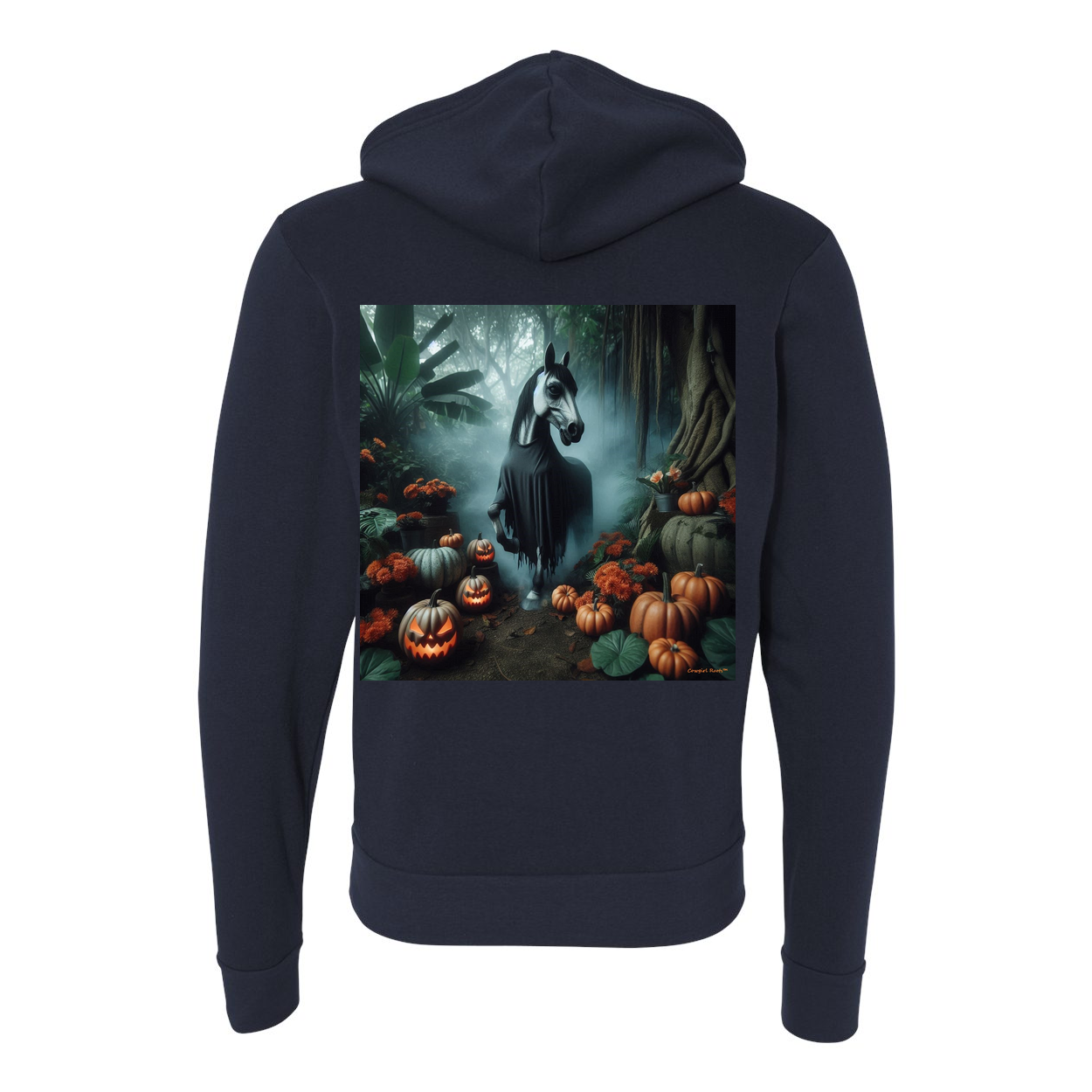 Eerie Halloween Horse Zip Up Sweatshirt