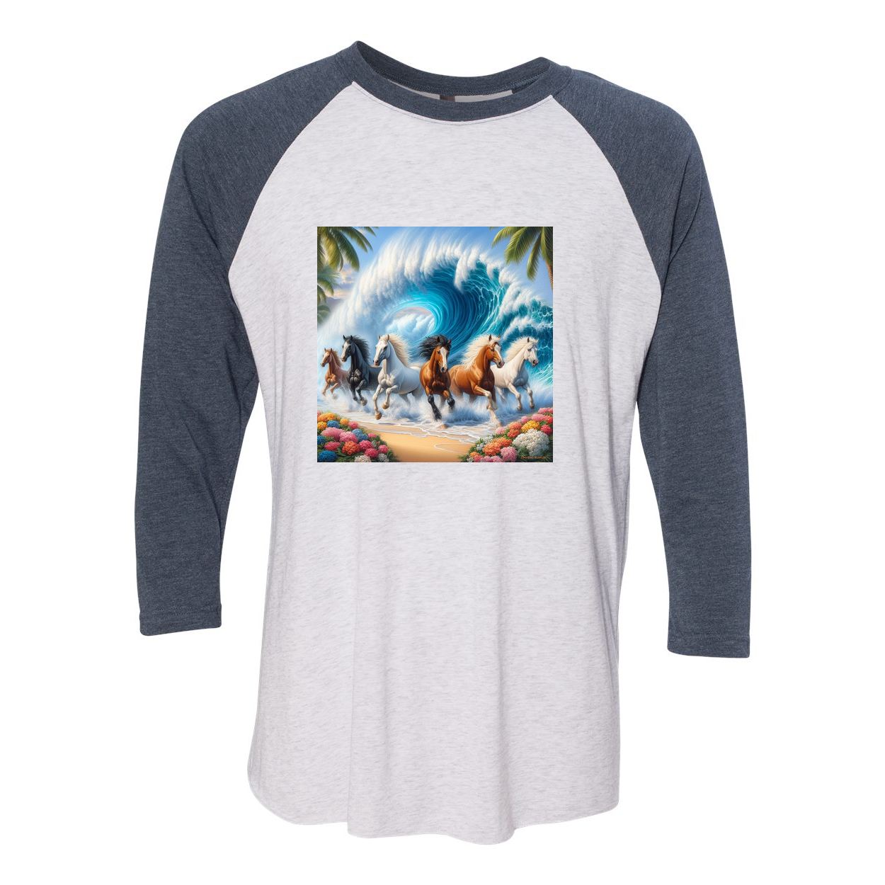 Ocean Herd of Horses 3 4 Sleeve Raglan T Shirts