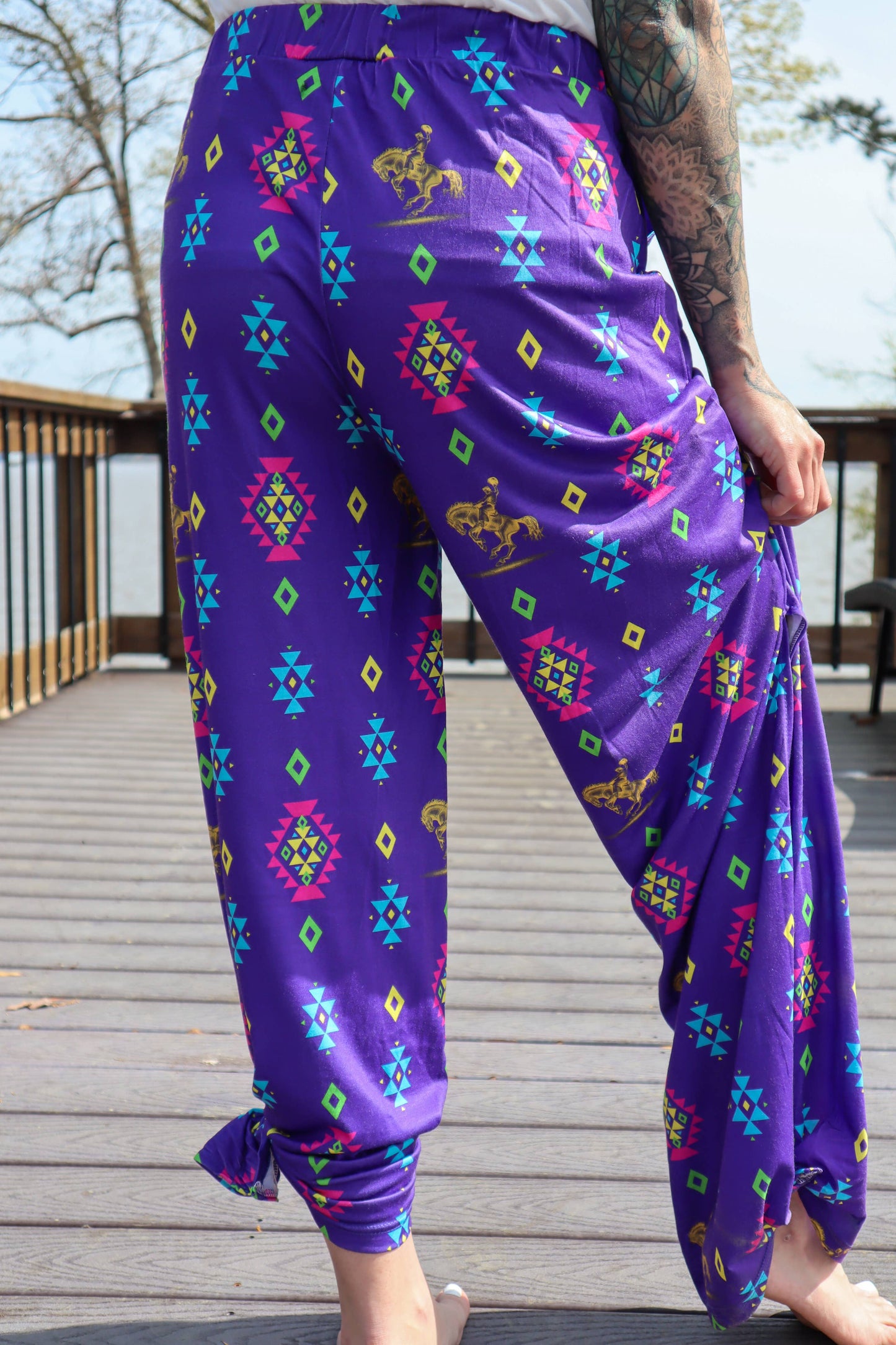 Bucking Purple Trixie Flowy Tied Hem Jogger Pants