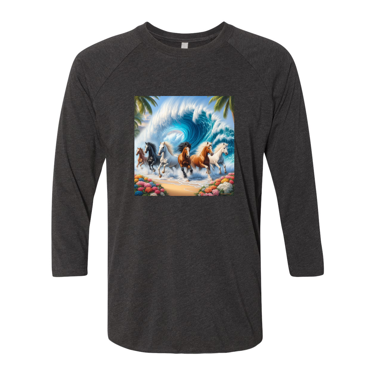 Ocean Herd of Horses 3 4 Sleeve Raglan T Shirts