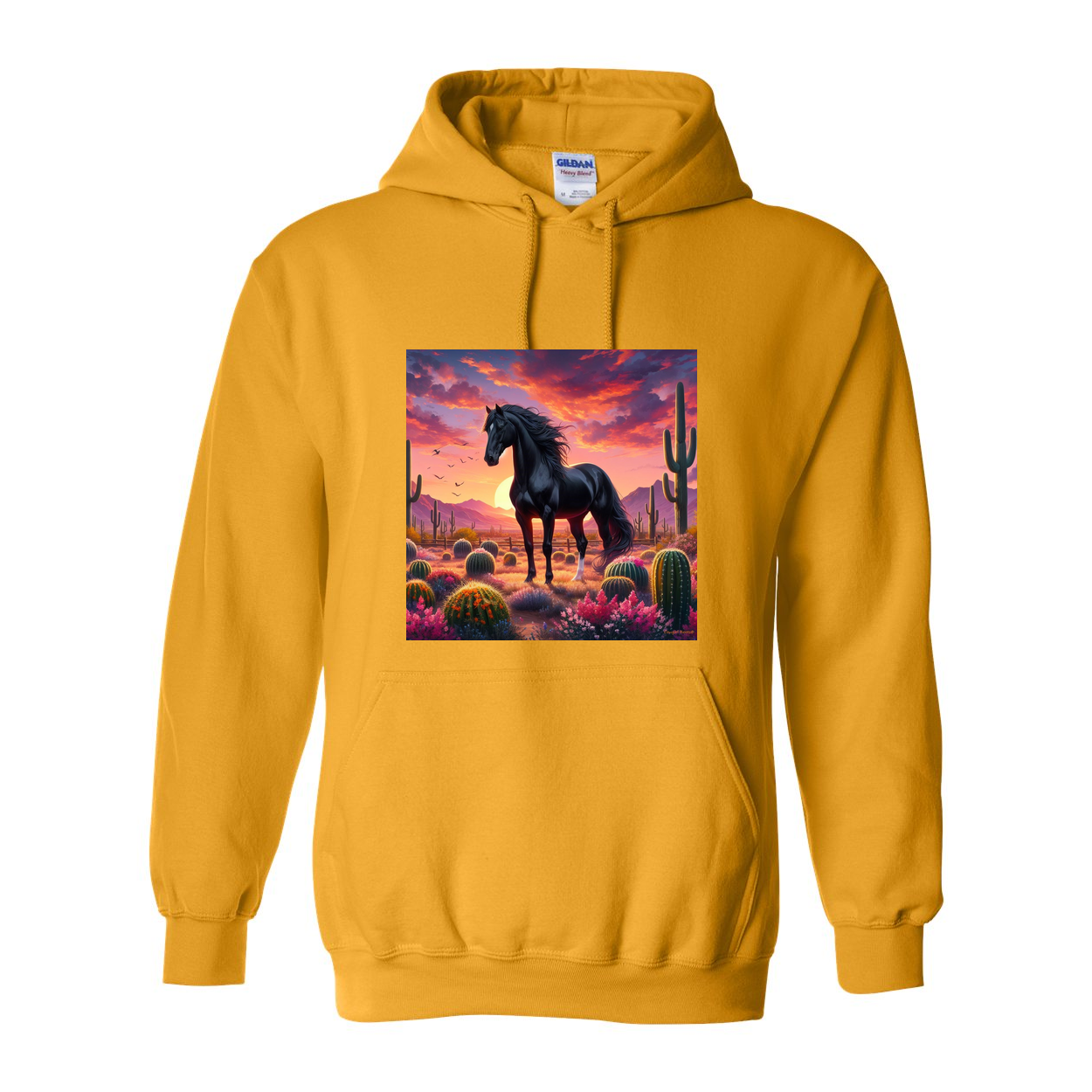 Black Stallion Desert Sunset Pull Over Front Pocket Hoodies