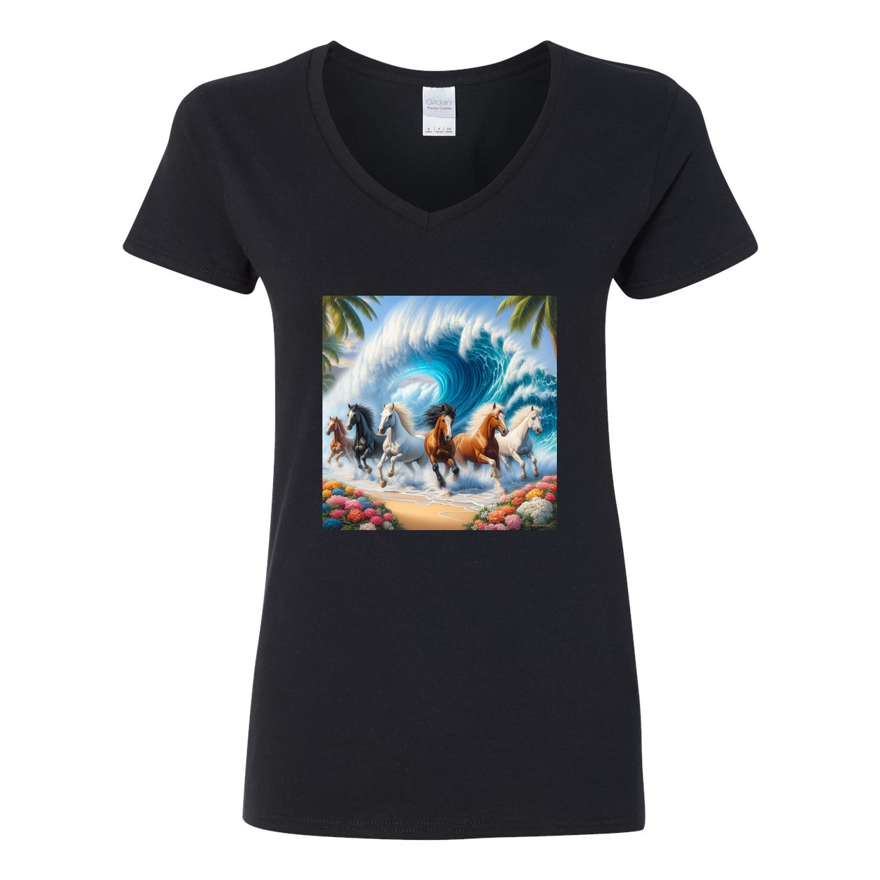 Ocean Herd of Horses V Neck T Shirts