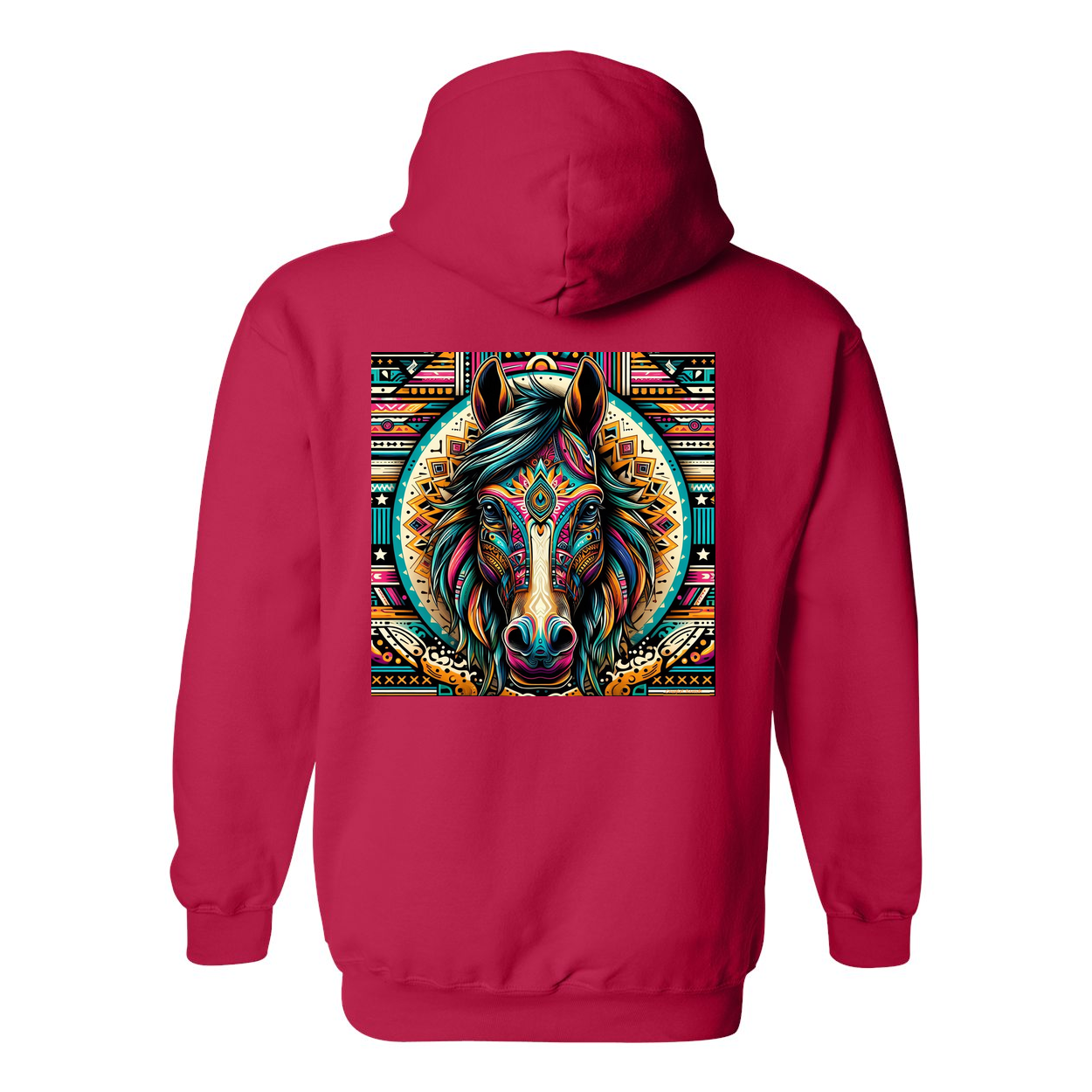 Tribal Horse Dusty Design on Back Front Pocket Hoodies