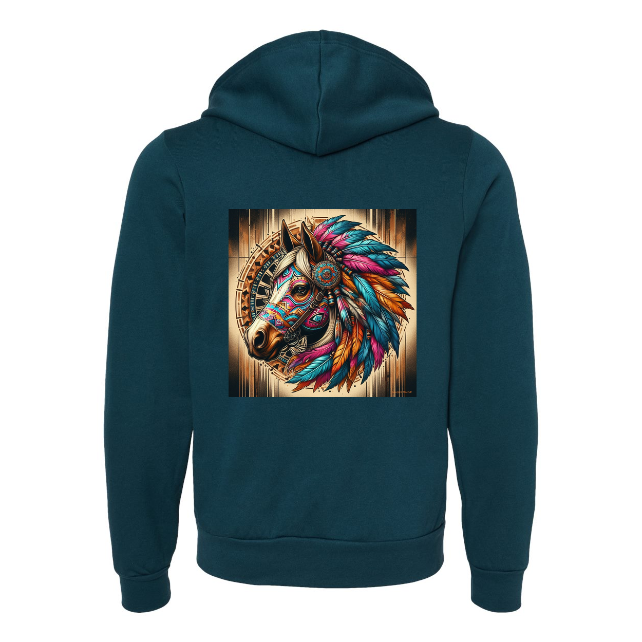 Tribal Horse Chief Zip-Up Front Pocket Hooded Sweatshirts