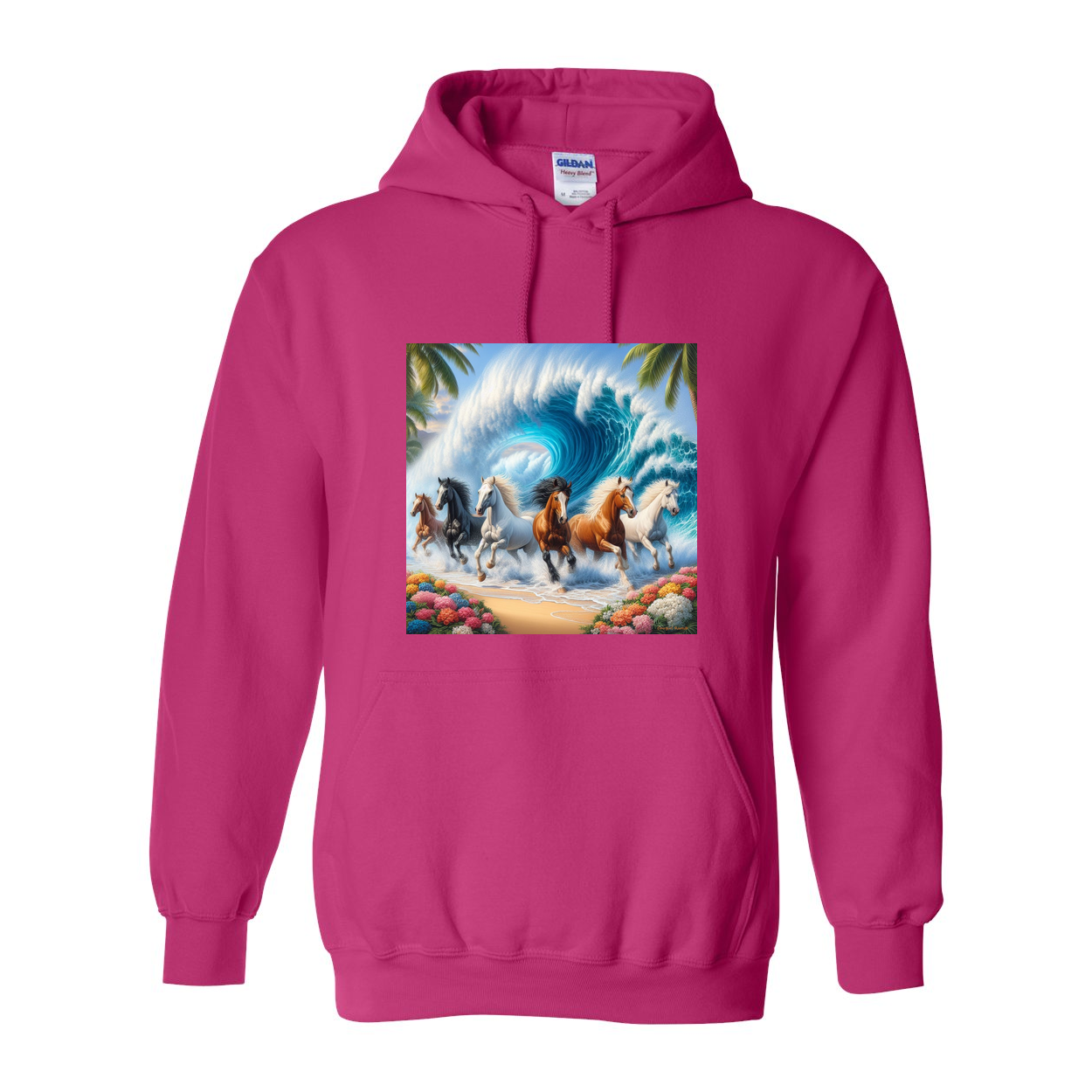 Ocean Herd of Horses Pull Over Front Pocket Hoodies