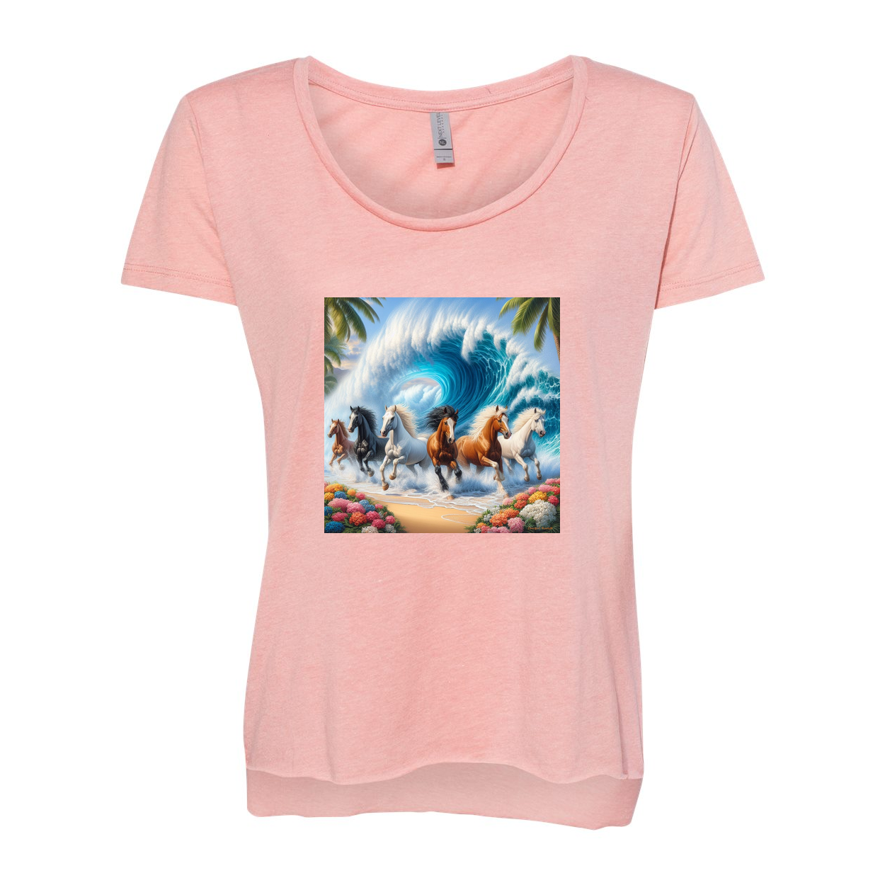 Ocean Herd of Horses Scoop Neck T Shirts