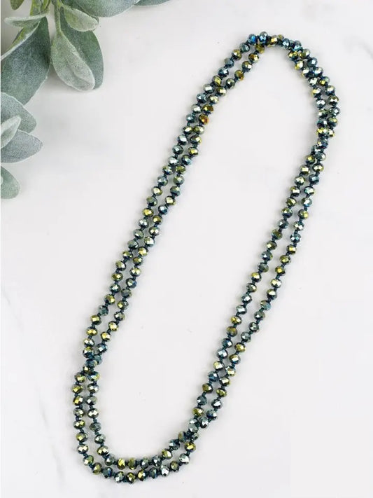 The Essential 60" Double Wrap Crystal Beaded Necklace, Metallic Mermaid 8mm