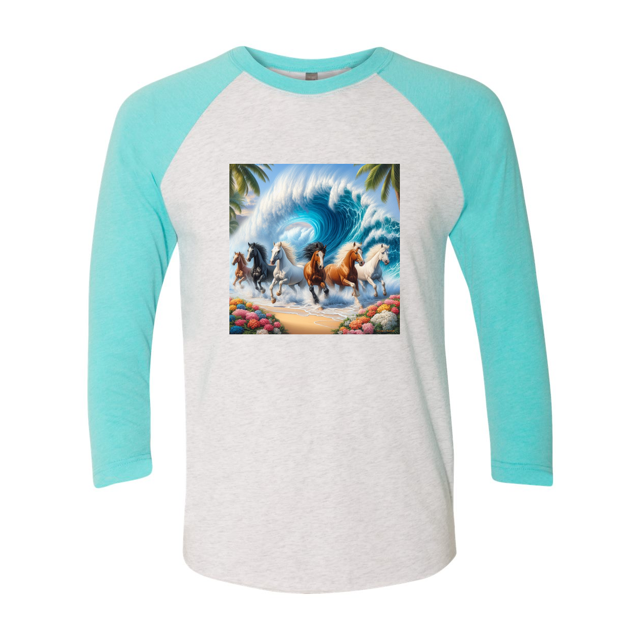 Ocean Herd of Horses 3 4 Sleeve Raglan T Shirts