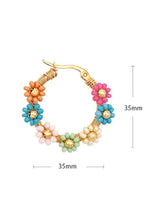 Load image into Gallery viewer, Pink Colorful Flower Hoop Earrings
