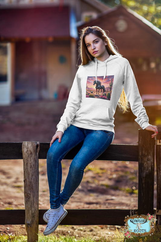 Black Stallion Desert Sunset Pull Over Front Pocket Hoodies