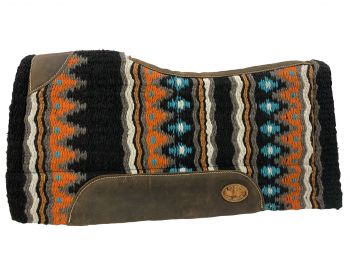 28" x 30" Barrel Style Turquoise Orange and Black Colored Woven Top Memory Felt Bottom Saddle Pad