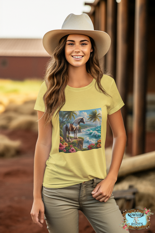 Tropical Red and White Paint Horse Boyfriend T Shirts