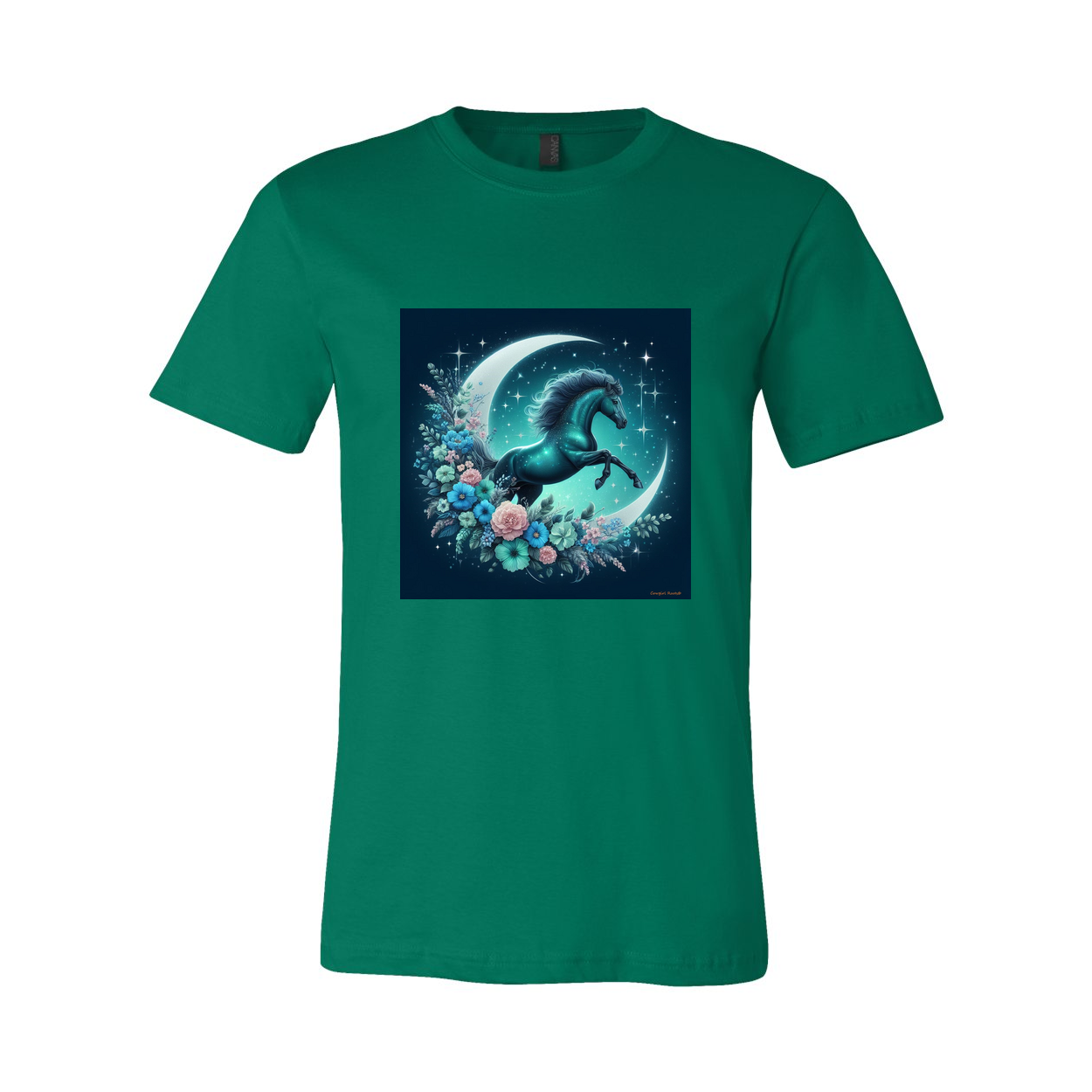 Moon Flowers Turquoise Horse T Shirts