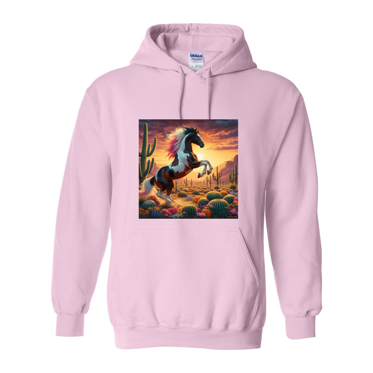 Painted Desert Horse Pull Over Front Pocket Hoodies