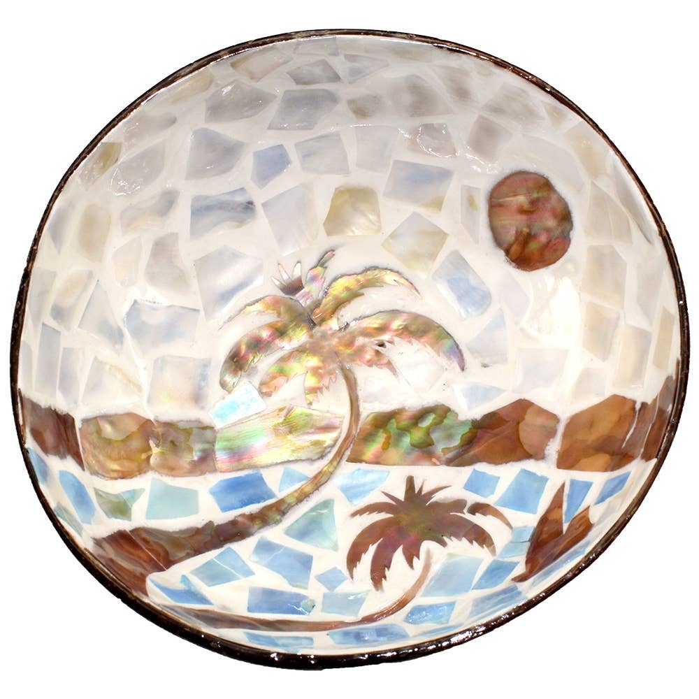 Tropical Dreams Coconut Bowl Mother of Pearl Inlay