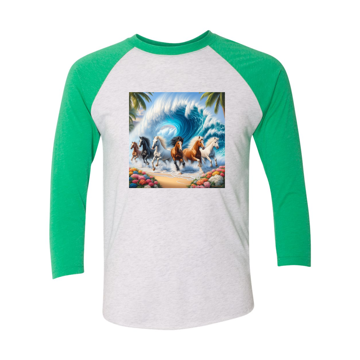 Ocean Herd of Horses 3 4 Sleeve Raglan T Shirts