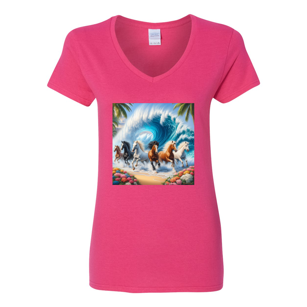 Ocean Herd of Horses V Neck T Shirts